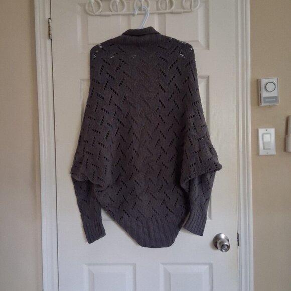 Peruvian Connection Women's M/L Gray Knit Wool Alpaca Blend Cocoon Open Sweater - Picture 3 of 10